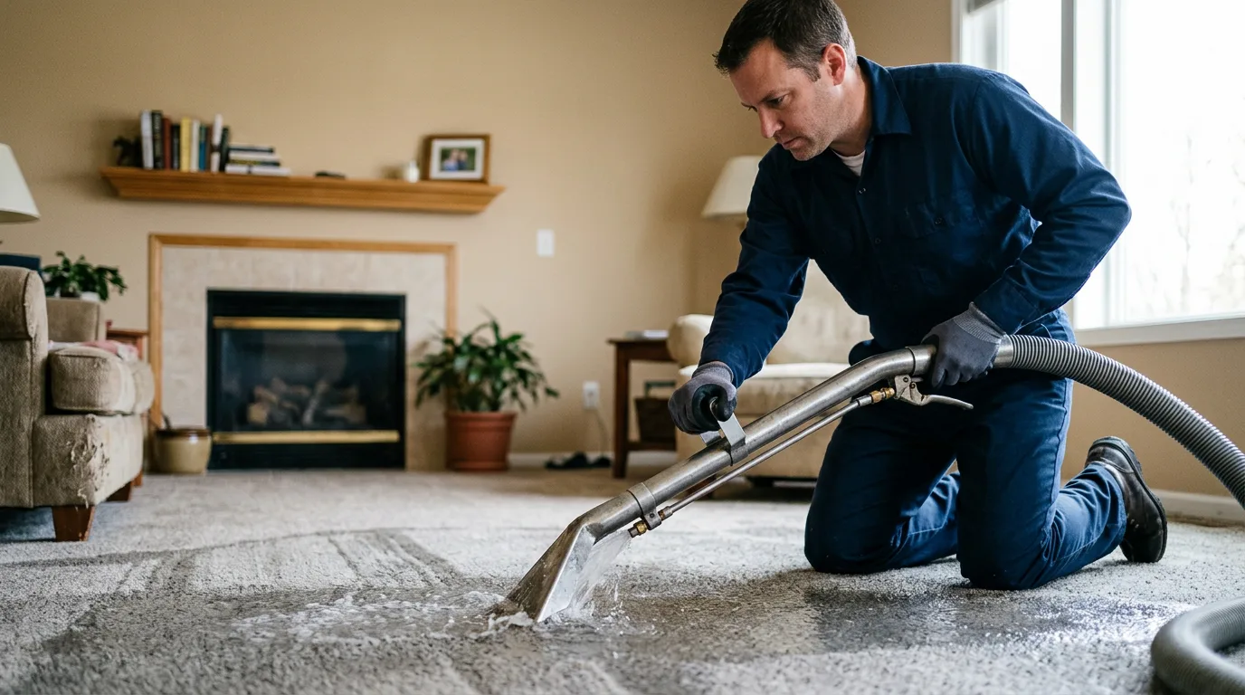 Water damage restoration technician working near Saint Lucas, IA